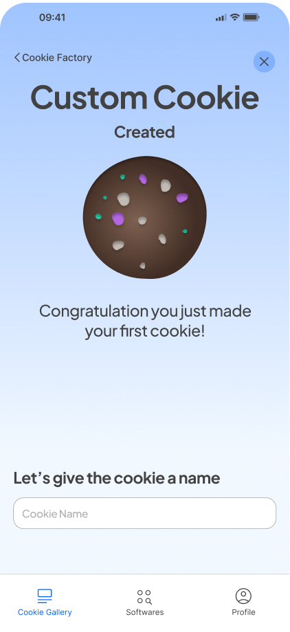 Custom Cookie created confirmation screen