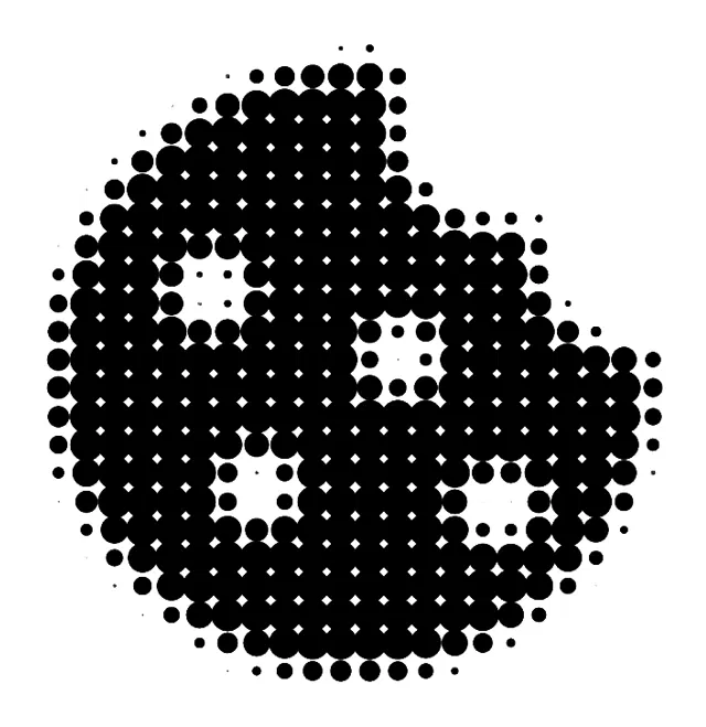 Halftone dot illustration of the cookie icon, reimagined as a data cookie
