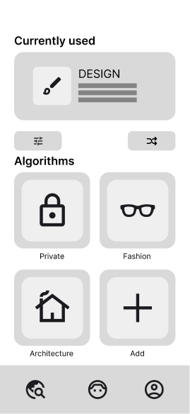Personalisation and control sketch, organized by algorithm