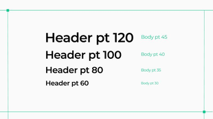 Type scale: header sizes 120, 100, 80 and 60pt with matching body sizes