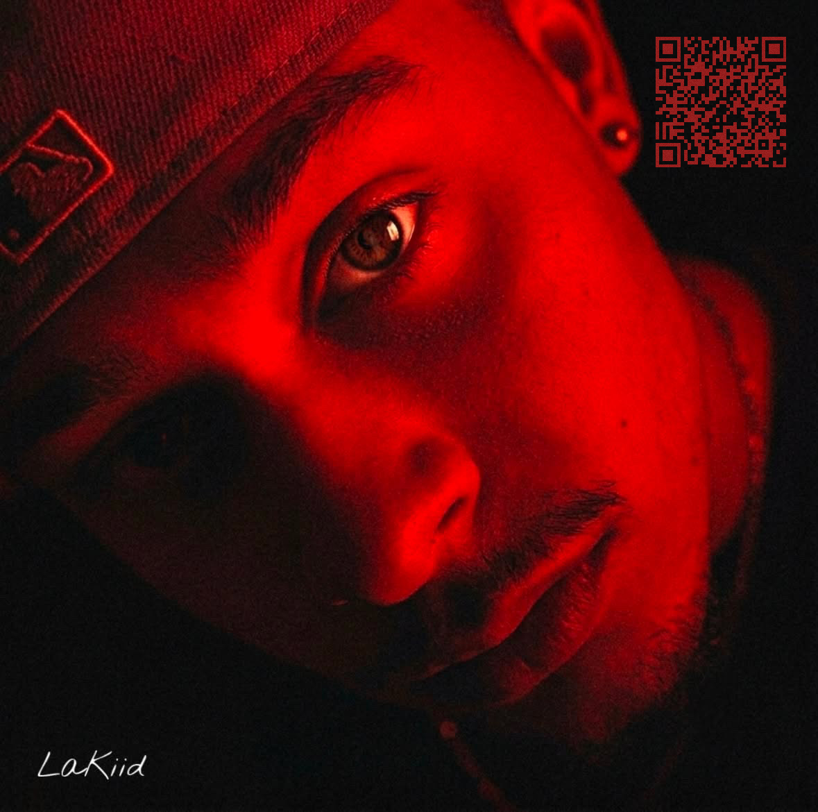 LaKiid album cover poster with red portrait lighting